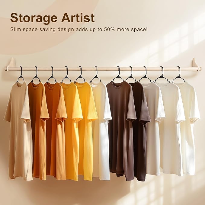 HOUSE DAY 500 Pack Plastic Clothes Hangers, Commercial Bulk Shipment for Business, Sturdy Durable Notched Hangers Ideal for Retail Dry Cleaners Warehouses, Save Cost & Warehouse Space - Black
