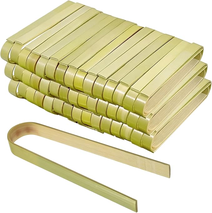 20 Pcs Mini Bamboo Tongs, Disposable Wooden Tongs for Charcuterie,Toast, Bread, Pickles,Tea, Natural Bamboo Cooking Utensilsfor Catering, Buffet, Wedding Parties Supplies(3.94 Inch)