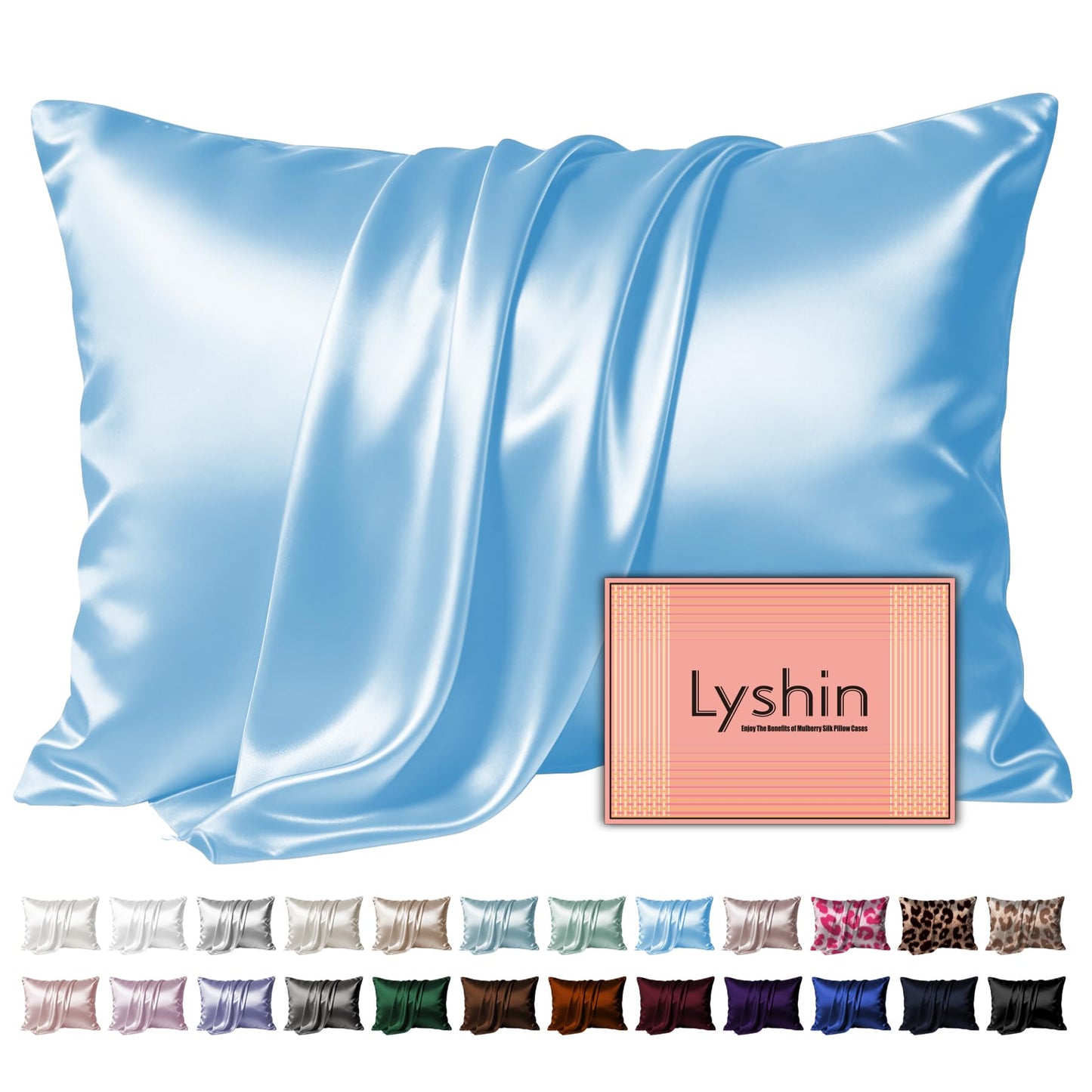 LYSHIN Silk Pillow Cases Standard Size with Hidden Zipper, Leopard