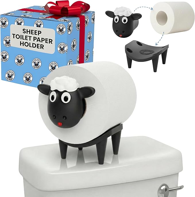 Sheep Toilet Paper Holder 1 Pack, Cute Animal Toilet Paper Holder, Unique Farmhouse Bathroom Decor and Accessories, Modern Tissue Roll Storage, Funny Home Gift Set