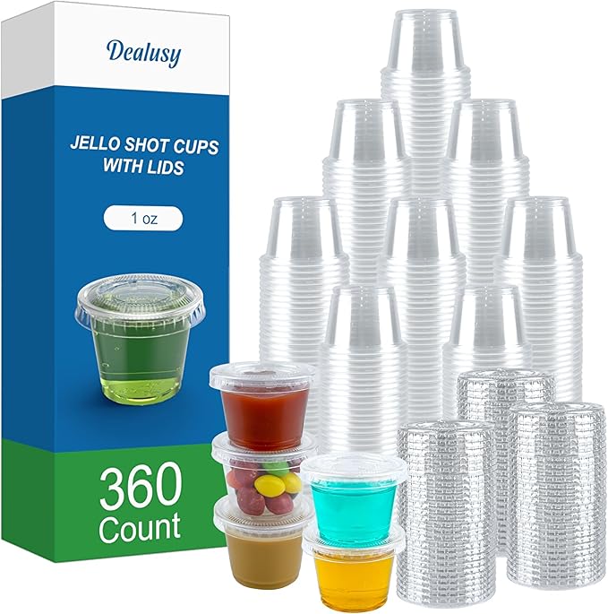 Dealusy 360 Set 2 oz Jello Shot Cups with Lids