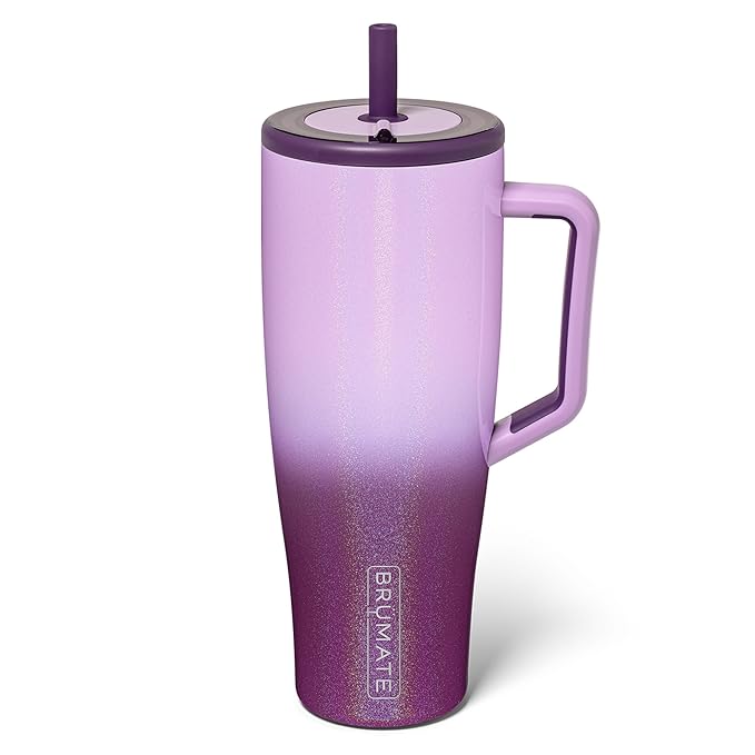 BrüMate Era 40 oz Tumbler with Handle and Straw | 100% Leakproof Insulated Water Bottle Tumbler with Lid & Flexible SoftSip Straw | Made of Stainless Steel | Cup Holder Friendly | 40oz (Violet Crush)