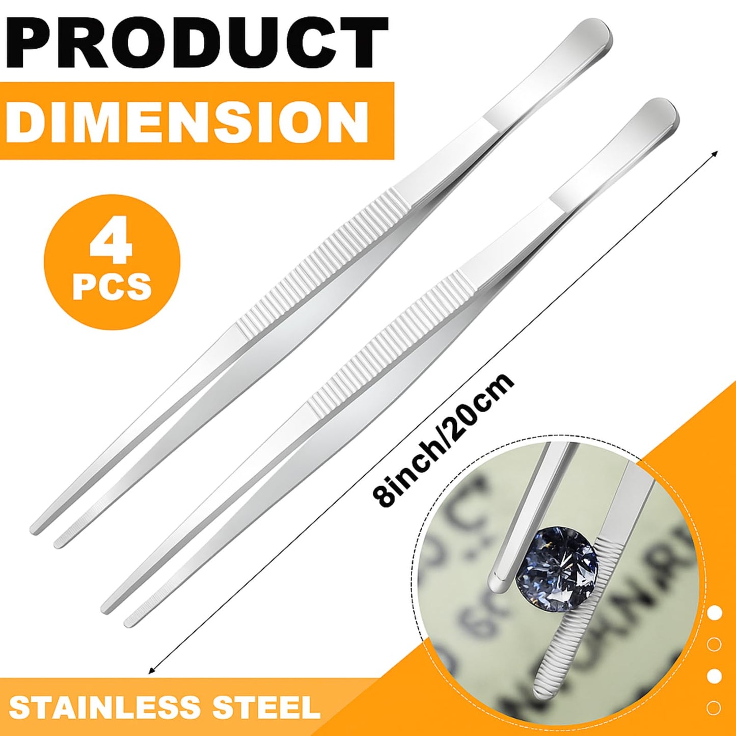 Yaomiao 4 Packs 10 Inch Bar Tweezers Black Multi-use Cocktail Tongs