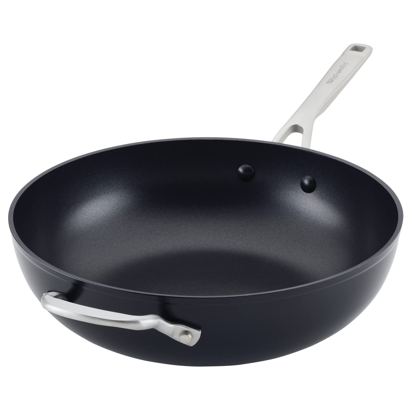 KitchenAid Hard Anodized Induction Nonstick Frying Pan Set With Lid, 3-Piece – 8 & 10 Inch Skillets, Durable, Even Heating, Dishwasher & Oven Safe, Easy-Clean, Matte Black