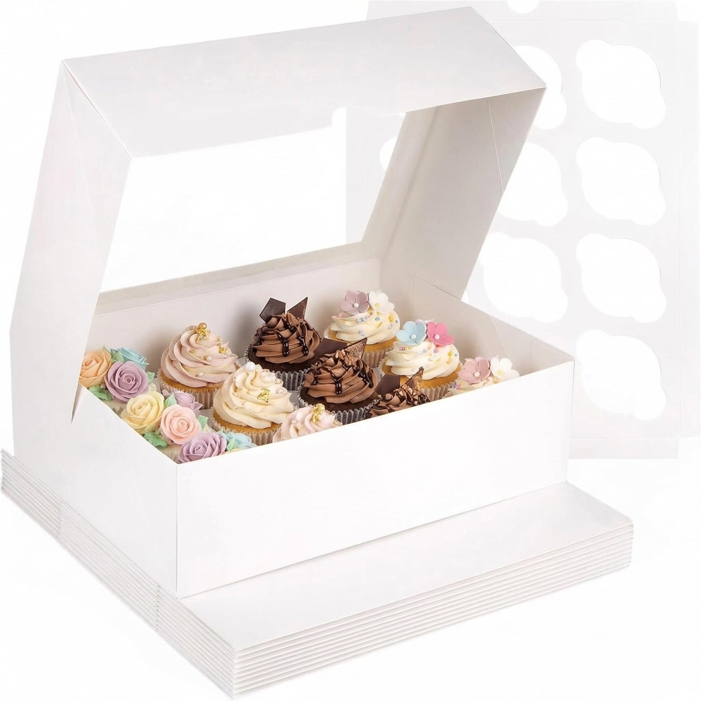 VGOODALL 6 PCS Cupcake Containers, 12 Count Cupcake Holders with Window