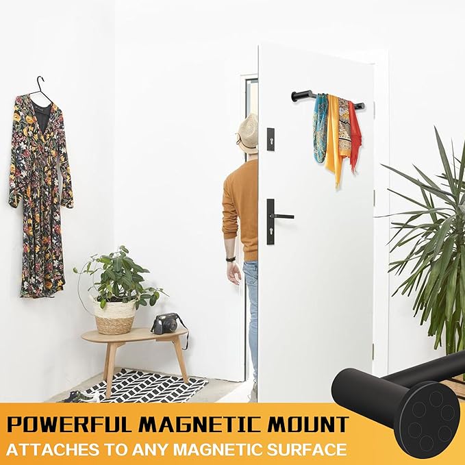 ULIBERMAGNET Magnetic Towel Holder, 1 Set Magnetic Towel Bar Holder with Adjustable Length, Matte Black Non-Slip Magnetic Towel Rod Rack for Refrigerator, Dishwasher, Laundry, Kitchen Stove