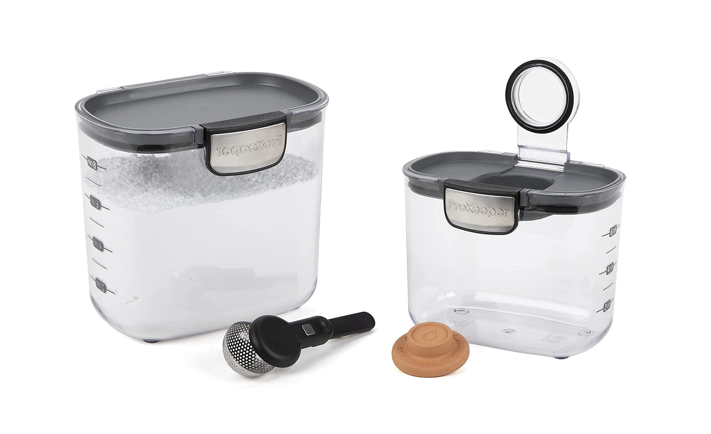 Progressive International ProKeeper+ Clear Plastic Airtight Food Baker's Kitchen Storage Organization Container Canister Set with Magnetic Accessories, 2- Piece Set (Cereal 4.5-Quart)