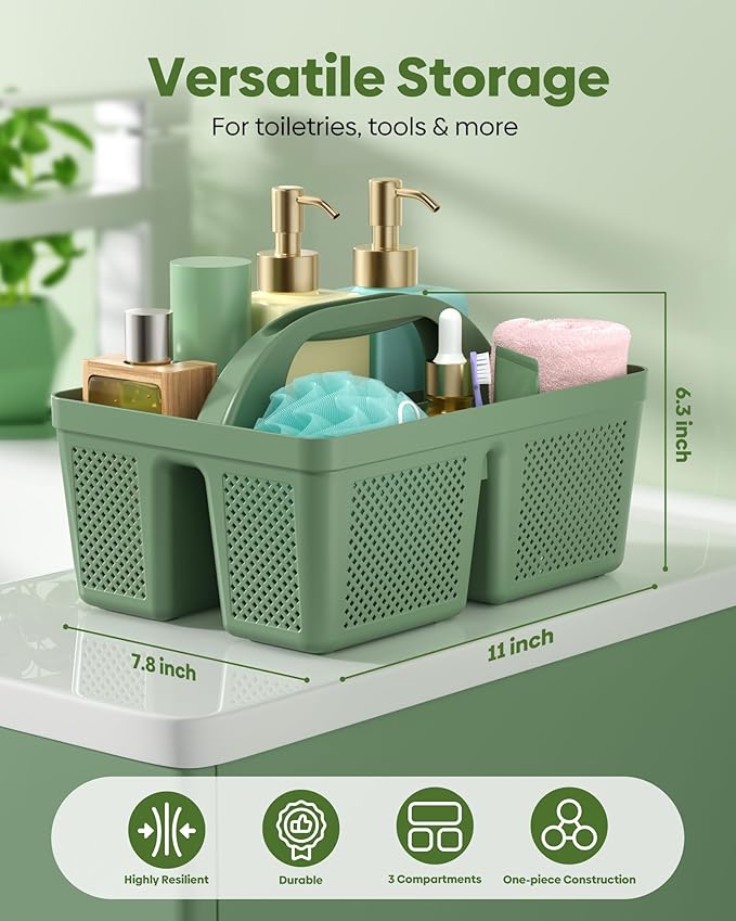 4 PCS Portable Shower Caddy, Integrated Handle, Reinforced Plastic, Organizer Storage Bathroom Supplies and Beauty Products, Cleaning Supplies, Shower Basket for Home, Dorm, Shelf and Cabinet