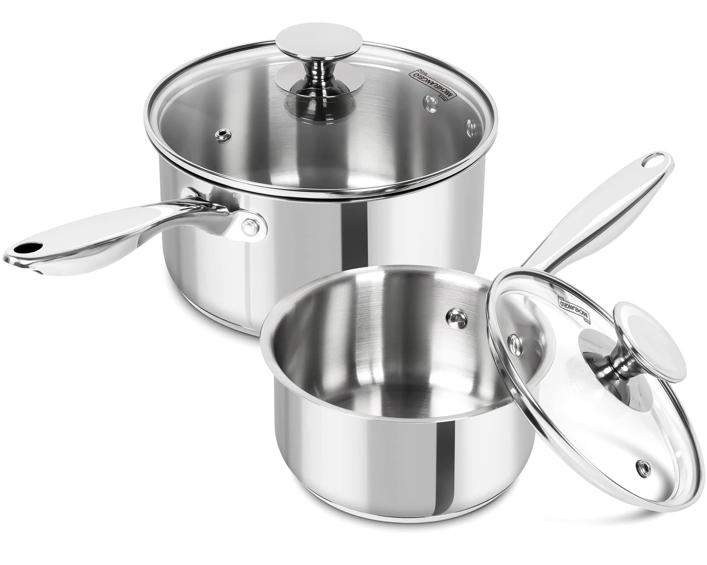 MICHELANGELO 3 Quart Saucepan with Lid & Steamer, Stainless Steel Sauce Pan with Triply Bottom, 3 QT Sauce Pot, Nonstick Saucepan Induction Compatible