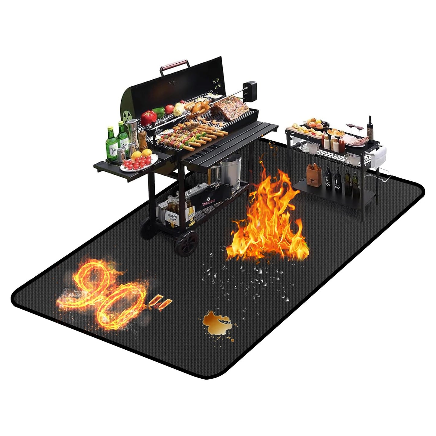 60 ×52 Inch Under Grill Mats for Outdoor Grill & Grill Mat for Under BBQ