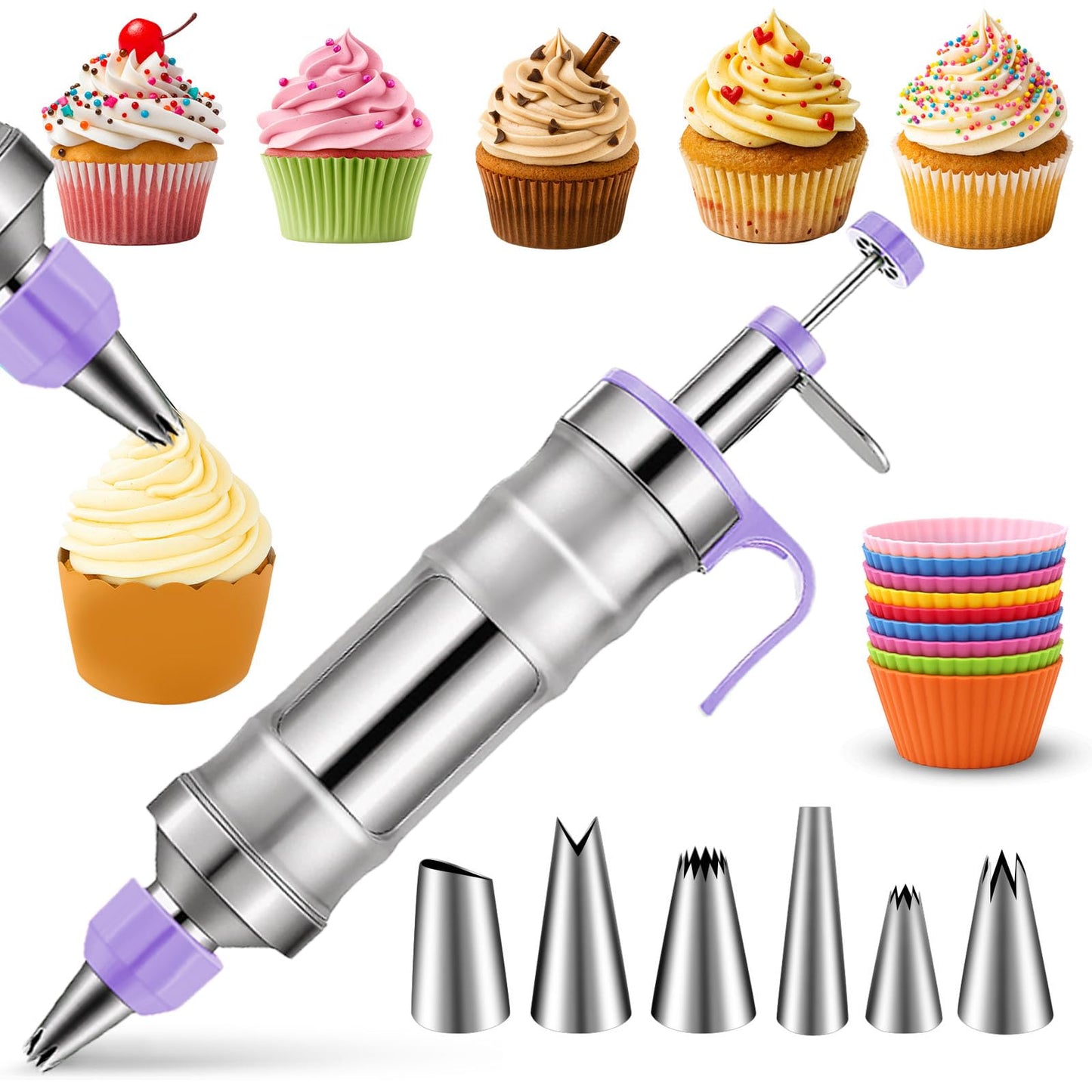 Novano Dessert Decorating Syringe Set, Stainless Steel