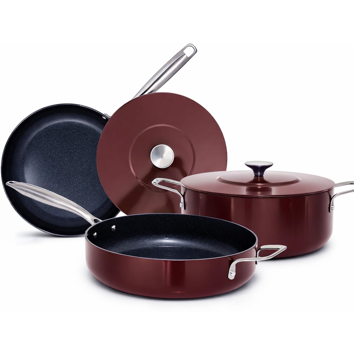 Nuwave Essential Series 5PC Ceramic Cookware Set PFAS-Free, Dishwasher Safe
