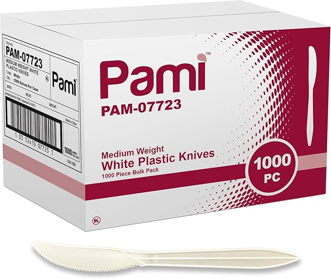 PAMI Medium Weight Disposable Plastic Soup Spoons,White,Bulk Pack,1000 Ct