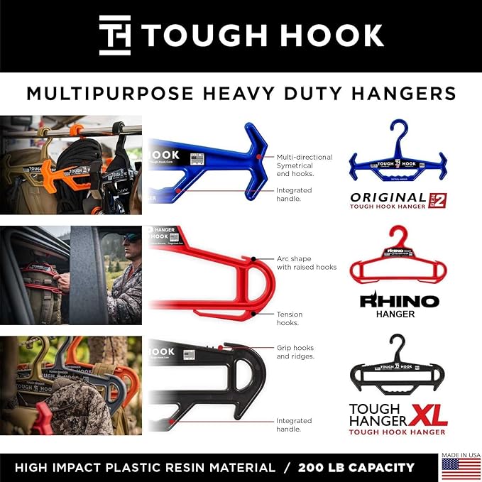 Tough Hook Gen2 Heavy Duty Hanger, Tan, 3 Pieces, Plastic, 200 lbs Load Capacity