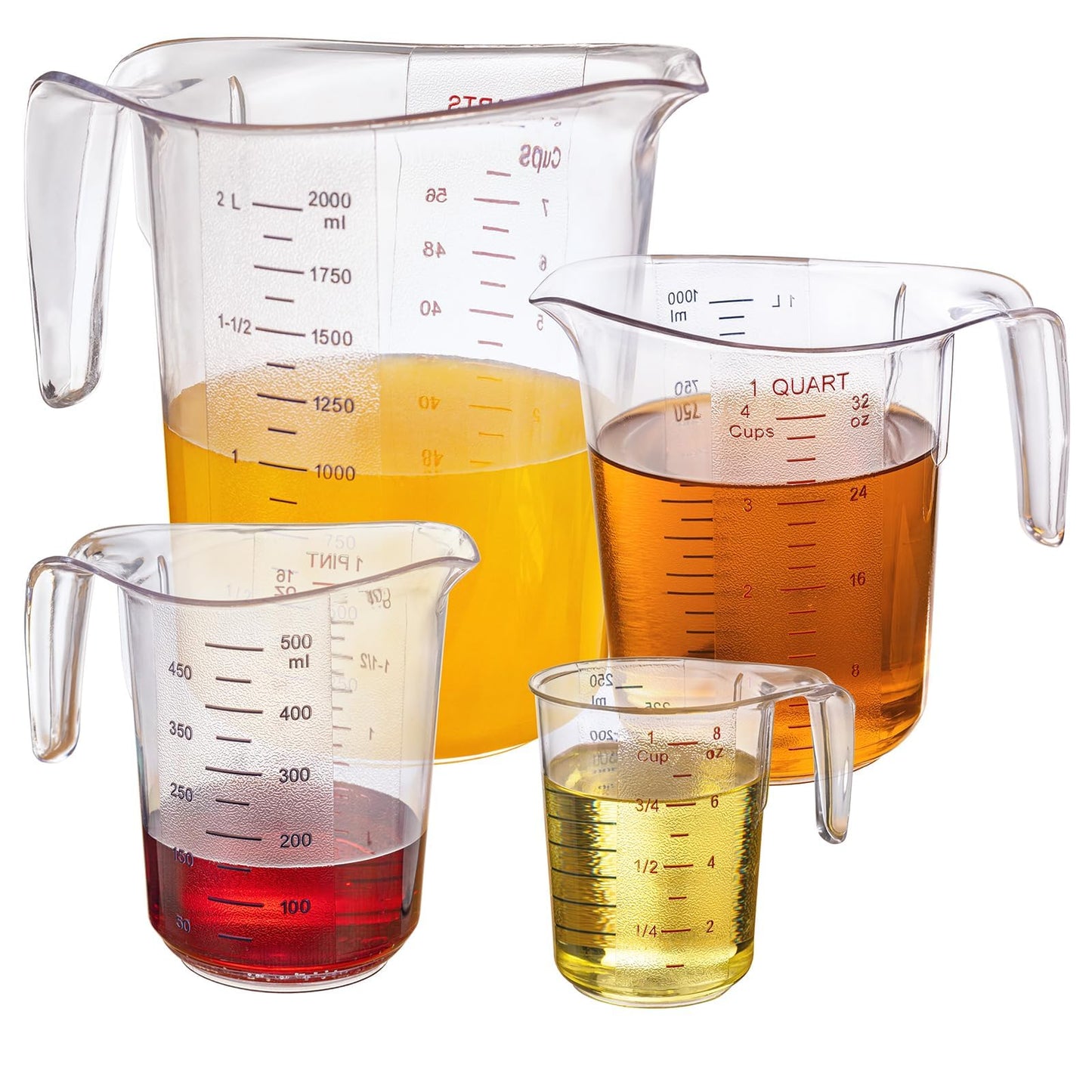 DaYammi Measuring Cups 3-Piece, Unbreakable Food-Grade Plastic Measuring Cup for Dishwasher, 1/2/4-Cup Nesting Liquid Measuring Cups for Prepping, Baking, Cooking, Readable Markings, Clear