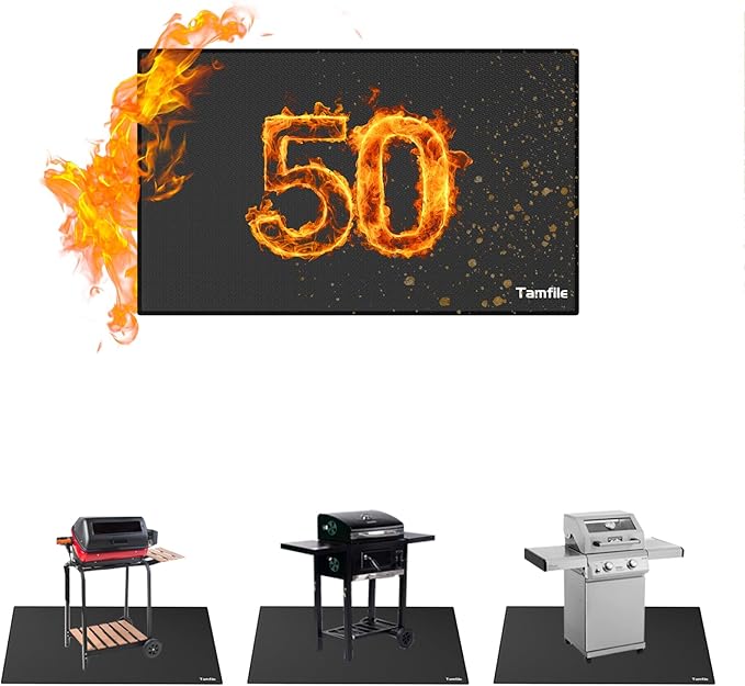 Tamfile 62x40 Inch Grill Mats for Blackstone, Double-Sided Fire Pit Mat