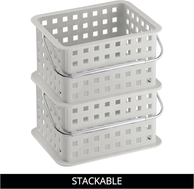 iDesign Plastic Handle-Portable Shower Caddy-Set of 3-Light Gray Basket