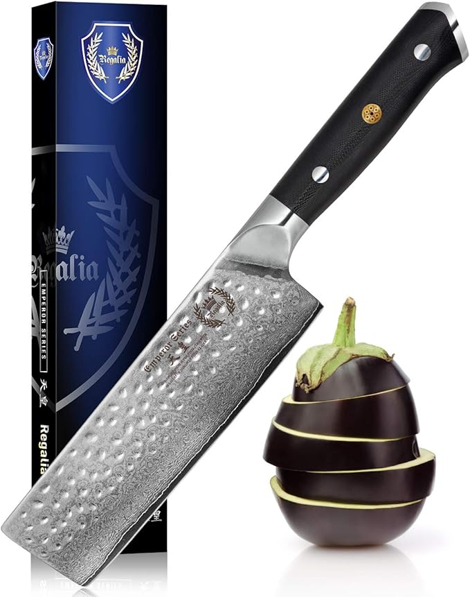 Steak Knife Set - 4 Piece - 5 Inch Damascus Steel AUS-10V High Carbon Steel Blade - G-10 Garolite Ergonomic Handle