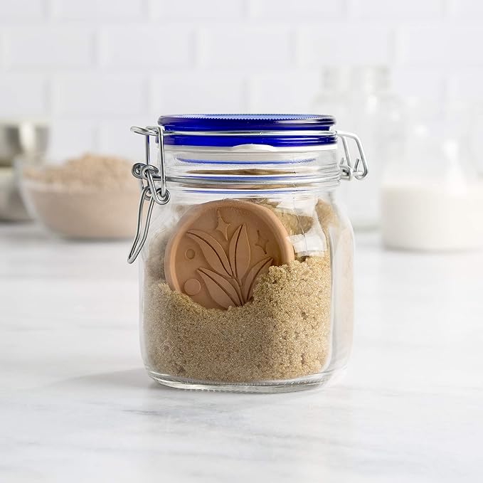 Goodful Brown Sugar Saver and Softener Disc with Elegant Leaf Design,Multiple Uses for Food Storage Containers,Reusable and Food Safe,Terracotta, (Pack of 24)