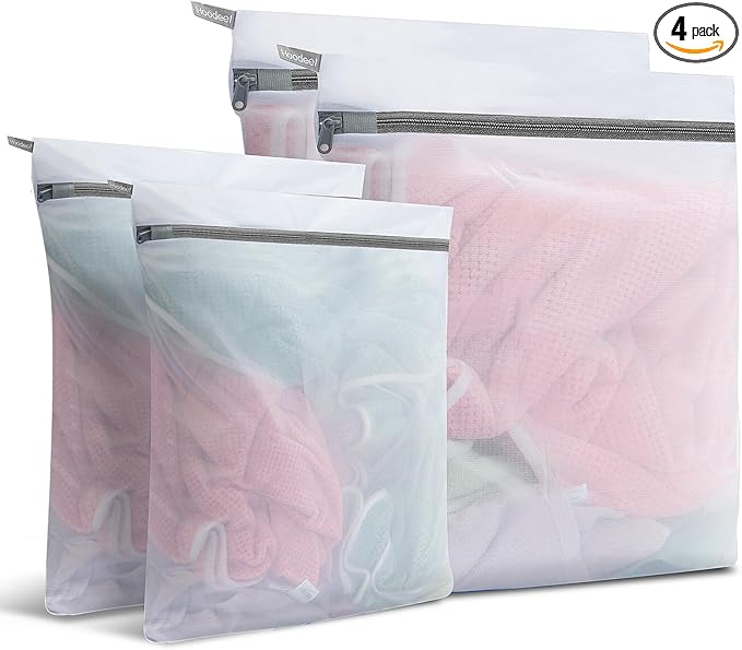 Large Mesh Laundry Bags for Delicates, 4Pcs Laundry Bags Mesh Wash Bags, Delicate Laundry Bag, Travel Clothing Storage Bags for Cruise, Camping, College (2XL,2L)