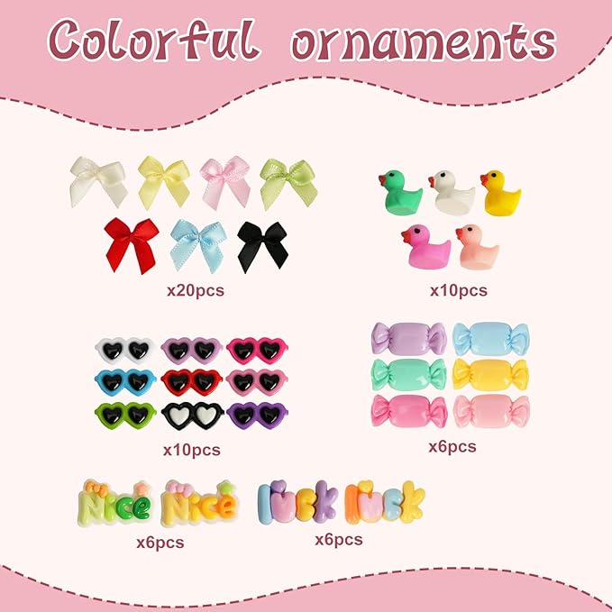 50-Pack Cheer Pins Kits-50pcs 2.9 Inch Wooden Clothespins 10 Colors, 58 Resin Charms, 2 Gem Stickers, 200 Letter Beads for Team Spirit, Classroom Crafts & Cheerleading Accessories with Glue & Tools