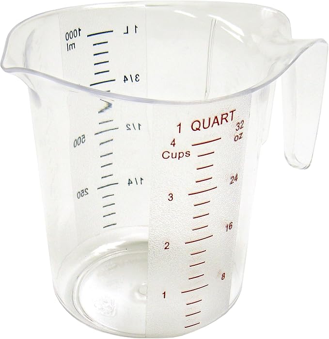 Winco 1 qt Clear 5 Piece Plastic Measuring Cup Set