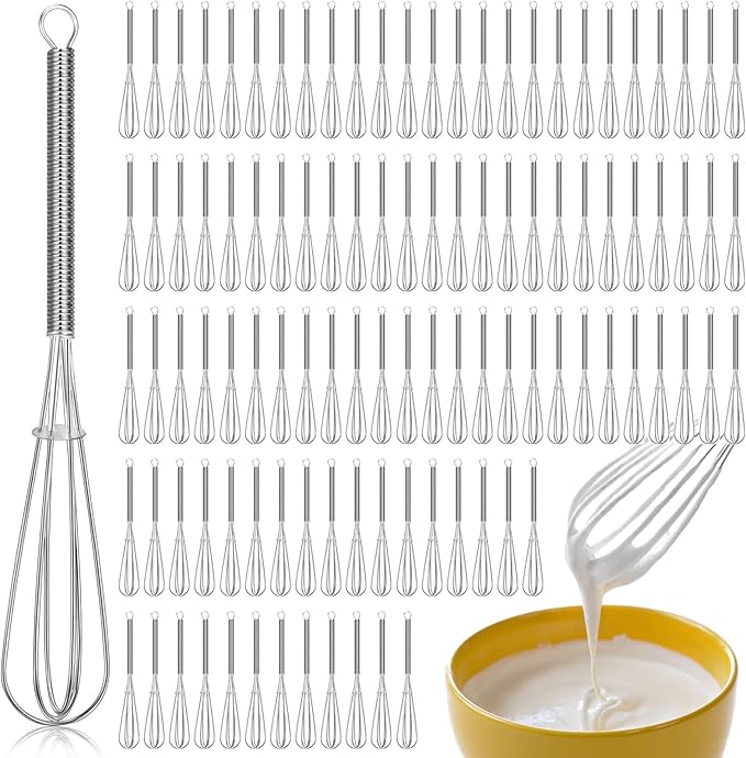 Baderke 30 Pcs Mini Whisk Bulk Small Whisks for Cooking 304 Stainless Steel Tiny Whisk for Baking, Whipping, Beating Eggs, Mixing Sauces, Blending Ingredients (6 Inch)