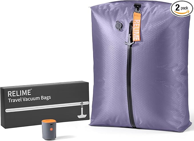 Relime Classic Series Vacuum Bags for Travel Luggage with Wireless Pump, Compression Bags for Carry On Suitcases and Backpack, Vacuum Seal Packing cube for Cloth Packing (1PC + PUMP)