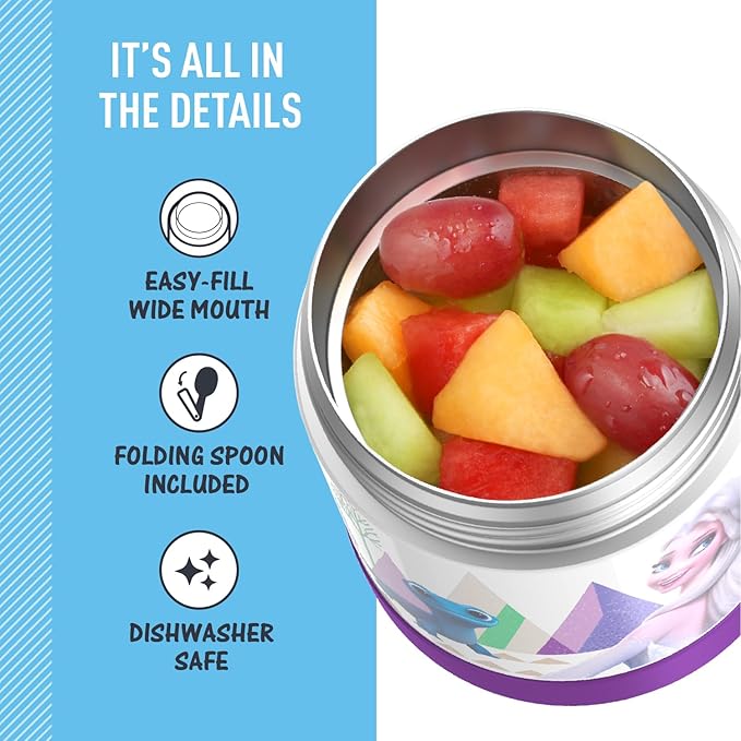 THERMOS FUNTAINER Insulated Food Jar – 10 Ounce, Frozen 2 – Kid Friendly Food Jar with Foldable Spoon