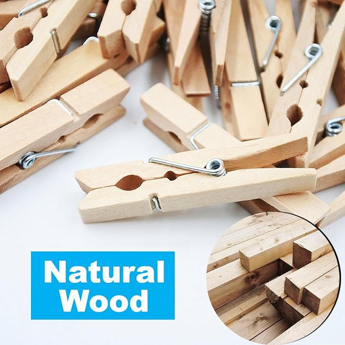 SenseYo 100 Pcs Wooden Clothespins Clips 4 Inch Large Wooden Clips for Hanging Clothes, Kitchen