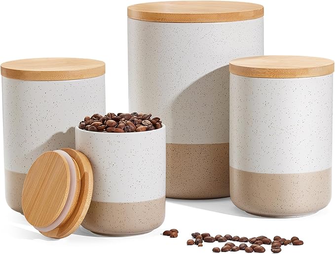 Kitchen Canister for Counter, Ceramic Food Storage Containers with Lids