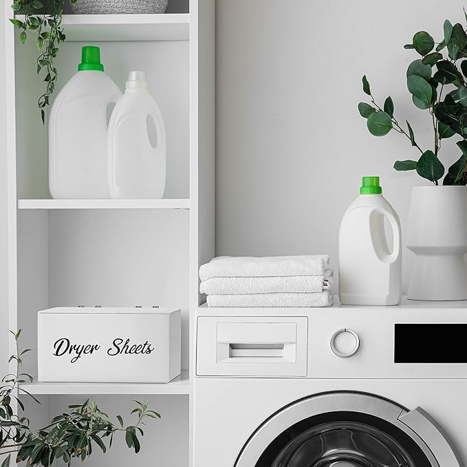 Dryer Sheet Holder for Laundry Room ,Metal Dryer Sheet Container with lid,Dryer Sheet Dispenser for Laundry Storage Organizition, Dryer Sheet Box,Fabric Sheet Holder,Laundry Detergent Sheets Dispenser