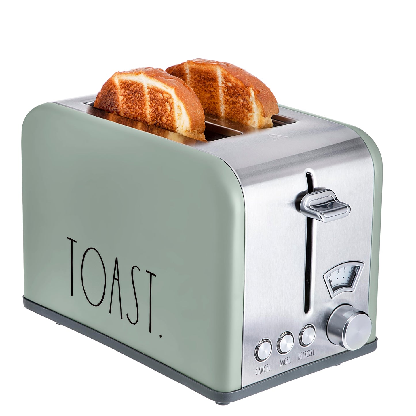 Rae Dunn Toaster, Stainless Steel 2 Slice Square Toaster, Wide Slot with 5 Browning Levels, with Bagel, Defrost and Cancel Options (Blush)