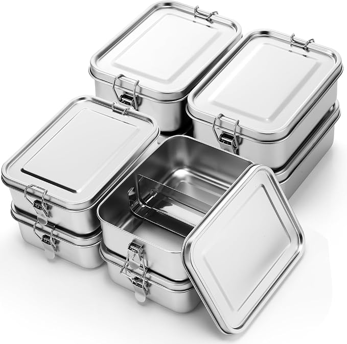 Umigy Stainless Steel Food Containers, 5 Sizes, Divided, 5 Pcs