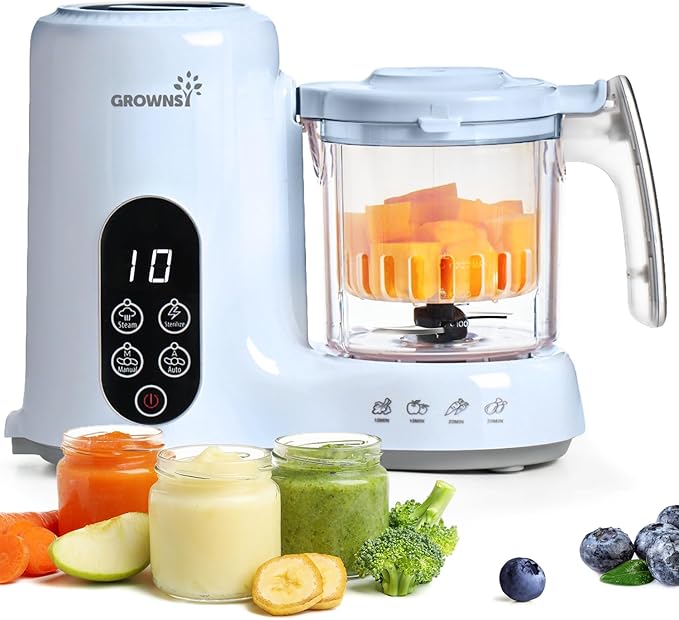 Grownsy Baby Food Maker, Steam & Blend Baby Food Processor, Dark Blue