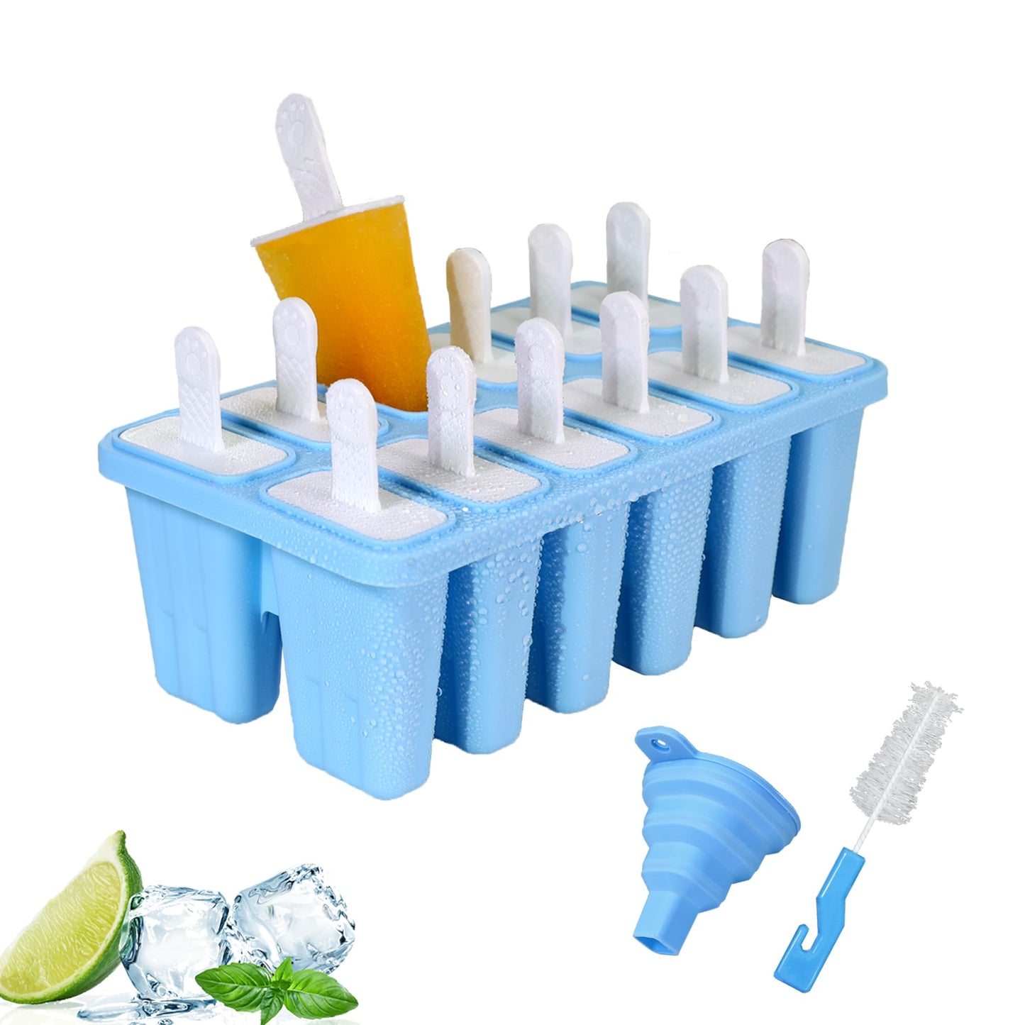 Silicone Popsicle Molds 10-cavity, DIY Ice Pop Mold for Kids Adult Teens, BPA Free Ice Cream Molds for Party Yogurt Juice Smoothies Sticks