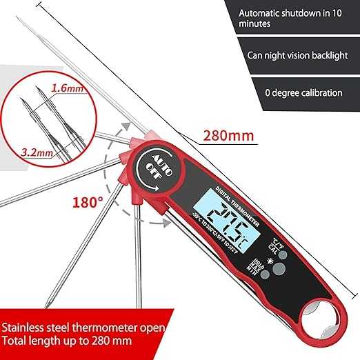 wanijaning Meat Thermometer Digital, Instant Read Food Thermometer for Grilling and Cooking, Waterproof Kitchen Probe with Backlight for Home, Outdoor Grilling and BBQ