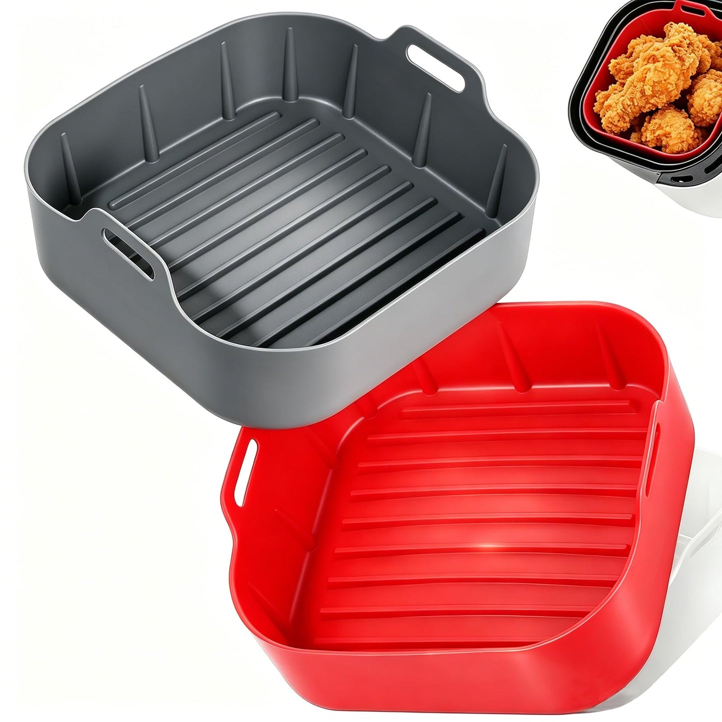 Silicone Air Fryer Liners Round,Pot 2 Pcs 6.5inch Reusable Air Fryer Basket