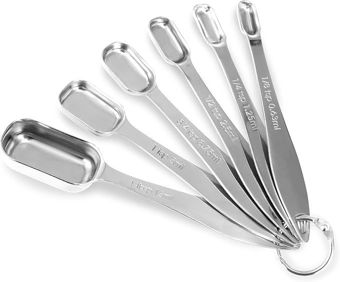 6-Piece 18/8 Stainless Steel Measuring Spoons Set, Dark Gray