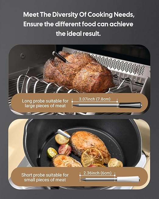 WiFi Bluetooth Meat Thermometer 2 Probes, IP67 Waterproof for Smoker Oven Cooking Large