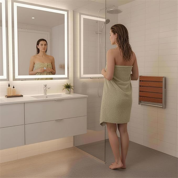 Foldable Shower Seat Wall Mounted, Folding Shower Bench for Small Shower Spaces, 400lbs Max Load for Inside Shower, 20"