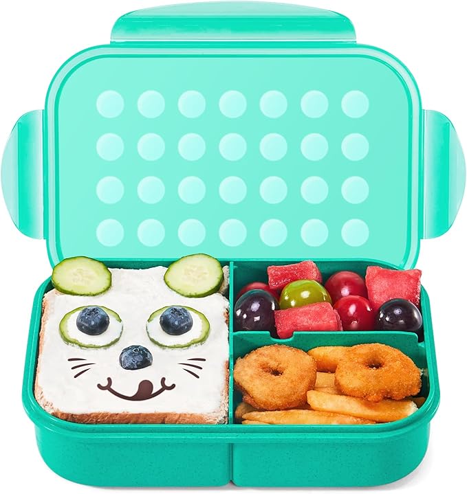 MISS BIG® Bento Lunch Box for Adults & Kids, 1900ml, 3 Compartments, White