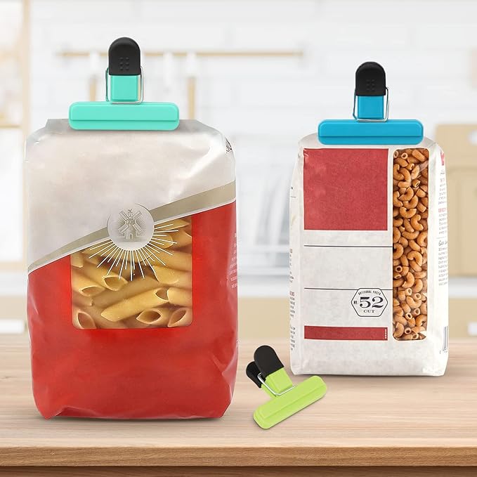 TACGEA Chip Clips, 9 Pack Food Clips, Bag Clips for Food Storage with Air Tight Seal Grip (3 Large and 6 Small)