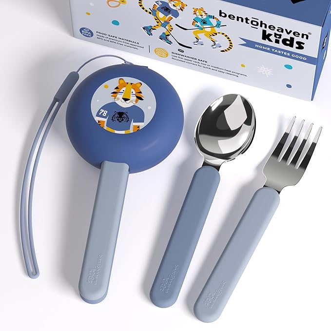 Bentoheaven Kids Utensils Set with Case, Reusable Fork & Spoon, Dachshund