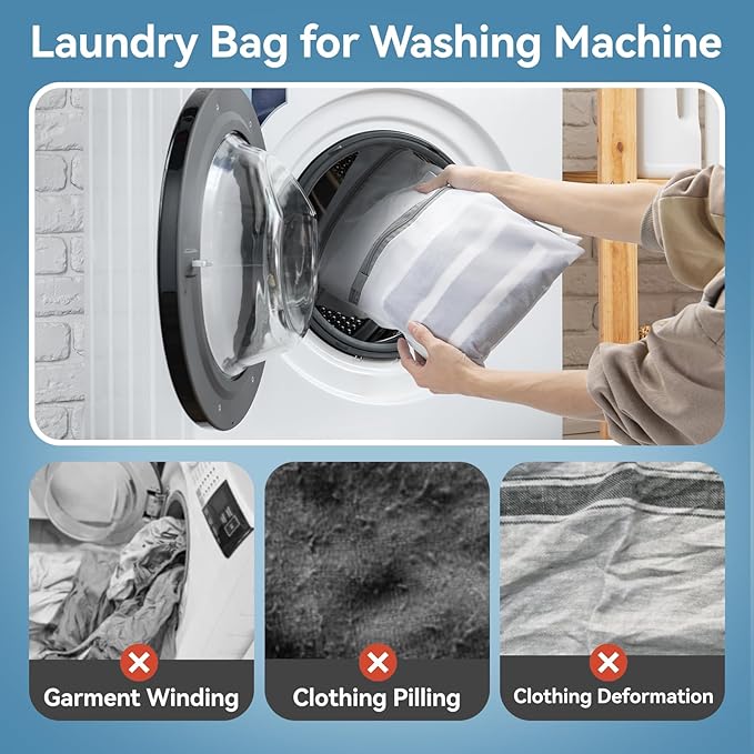 9Pcs Mesh Laundry Bags for Delicates, Laundry Bags Mesh Wash Bags,Lingerie Bags for Washing Delicates, Garment Bag for Washing Machine (3 Large,3 Medium,3 Small)