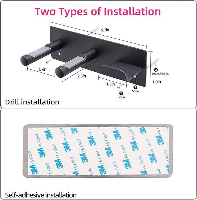 Hair Dryer Holder Wall Mounted, Self Adhesive Blow Dryer Holder Hair Dryer Organizer Hair Dryer Holder Wall Mounted Compatible with Dyson Blow Dryer Black Banjekt