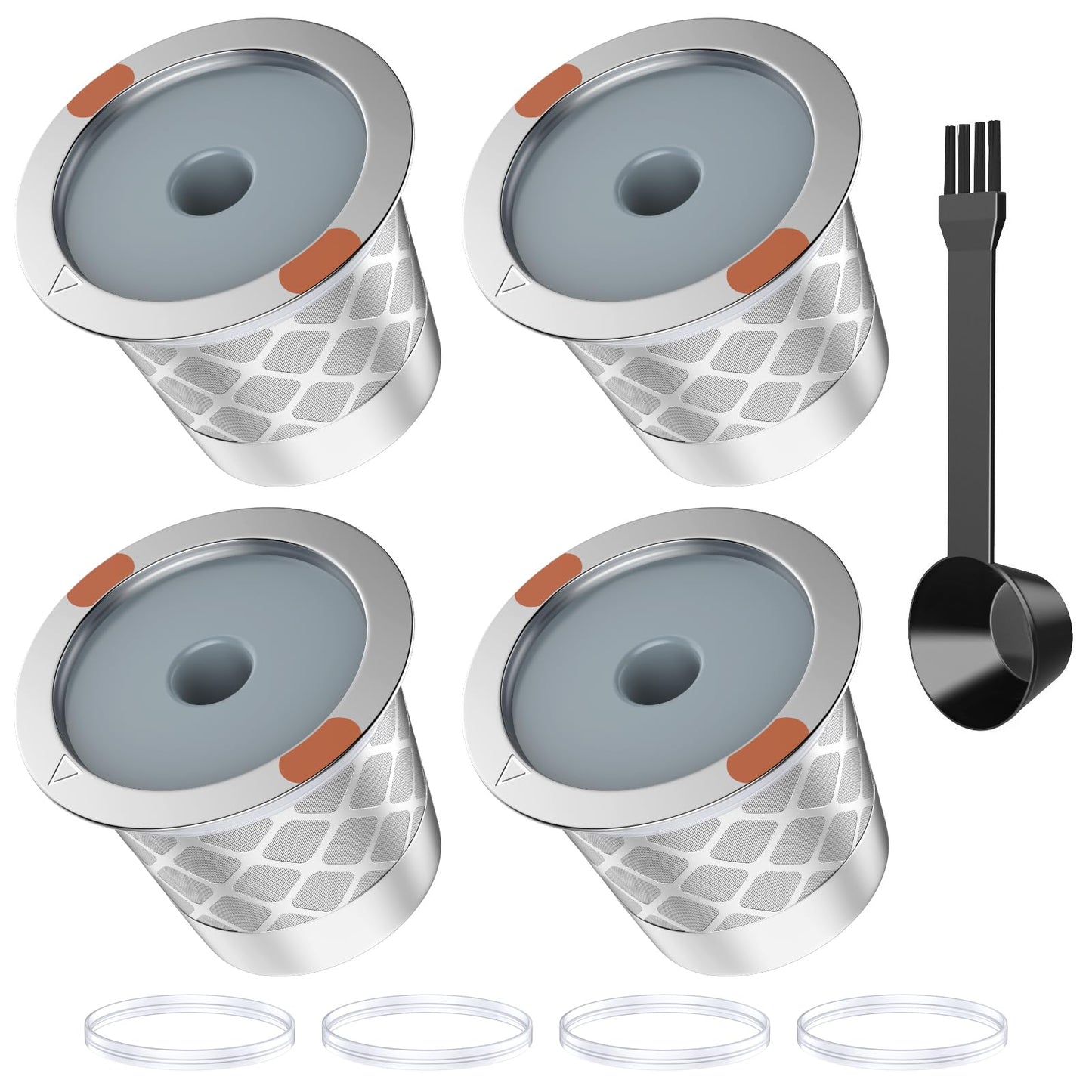 Reusable k Cup Coffee Filters,Universal stainless steel Refillable k Cups Filter Use for K 2.0 and 1.0 Coffee Makers-brewers (4pack)