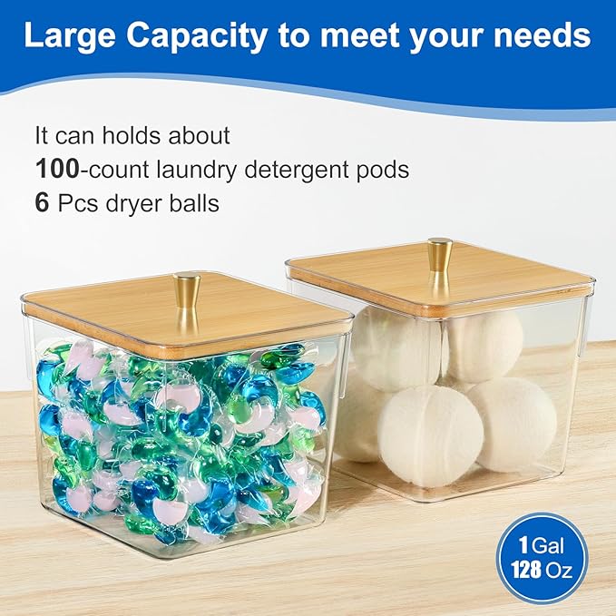 Hudgan 4 Pack Laundry Detergent Container Large Laundry Pods jars with lids and Scoop for Laundry Room Organization