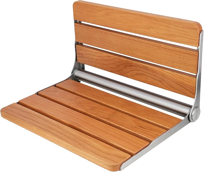 Foldable Shower Seat Wall Mounted, 18 Inchs Folding Shower Bench for Small Shower Spaces, 400lbs Max Load for Inside Shower