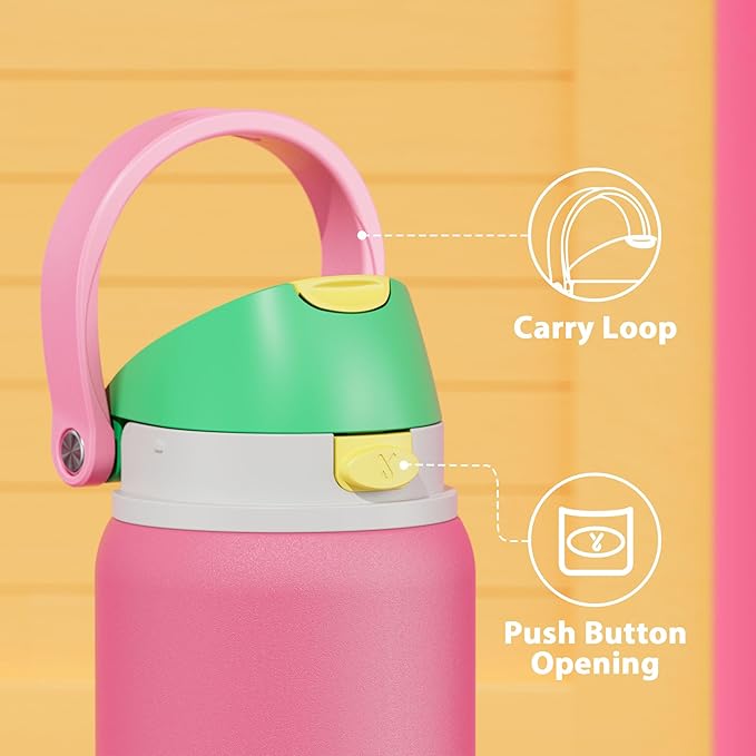 32 oz Insulated Water Bottle for Women: Meoky Stainless Steel Water Bottle with 2-in-1 Straw and Spout Lid - Leak Proof, Cold for 24 Hours, Protective Silicone Base, BPA-Free for Sports Gym, Ruby